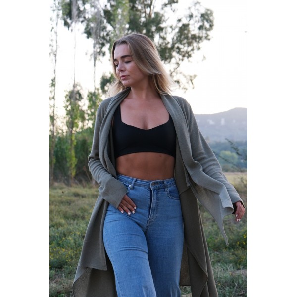 Ζακέτα μακριά με γιακά-γραβάτα