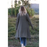 Ζακέτα μακριά με γιακά-γραβάτα Ζακέτα μακριά με γιακά-γραβάτα