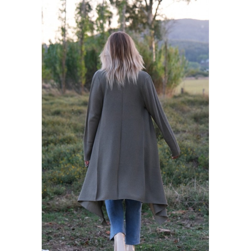 Ζακέτα μακριά με γιακά-γραβάτα Ζακέτα μακριά με γιακά-γραβάτα