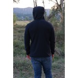 Μπλούζα μονόχρωμη με κουκούλα και τσέπες Μπλούζα μονόχρωμη με κουκούλα και τσέπες