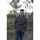 Ζακέτα ριγέ με κουκούλα και τσέπες Ζακέτα ριγέ με κουκούλα και τσέπες