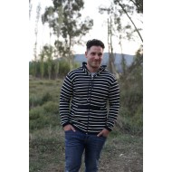 Ζακέτα ριγέ με κουκούλα και τσέπες Ζακέτα ριγέ με κουκούλα και τσέπες