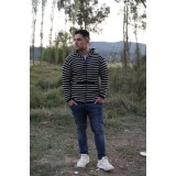 Ζακέτα ριγέ με κουκούλα και τσέπες Ζακέτα ριγέ με κουκούλα και τσέπες