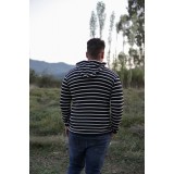 Ζακέτα ριγέ με κουκούλα και τσέπες Ζακέτα ριγέ με κουκούλα και τσέπες