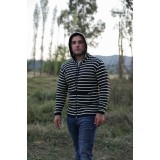 Ζακέτα ριγέ με κουκούλα και τσέπες Ζακέτα ριγέ με κουκούλα και τσέπες