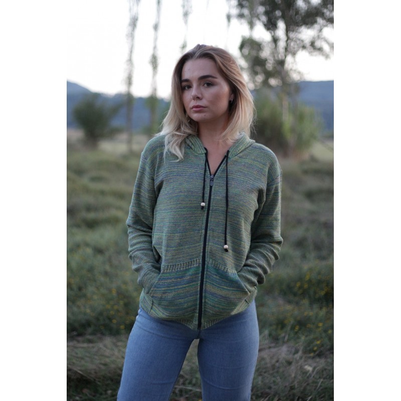 Ζακέτα κουρελού με κουκούλα και τσέπες Ζακέτα κουρελού με κουκούλα και τσέπες