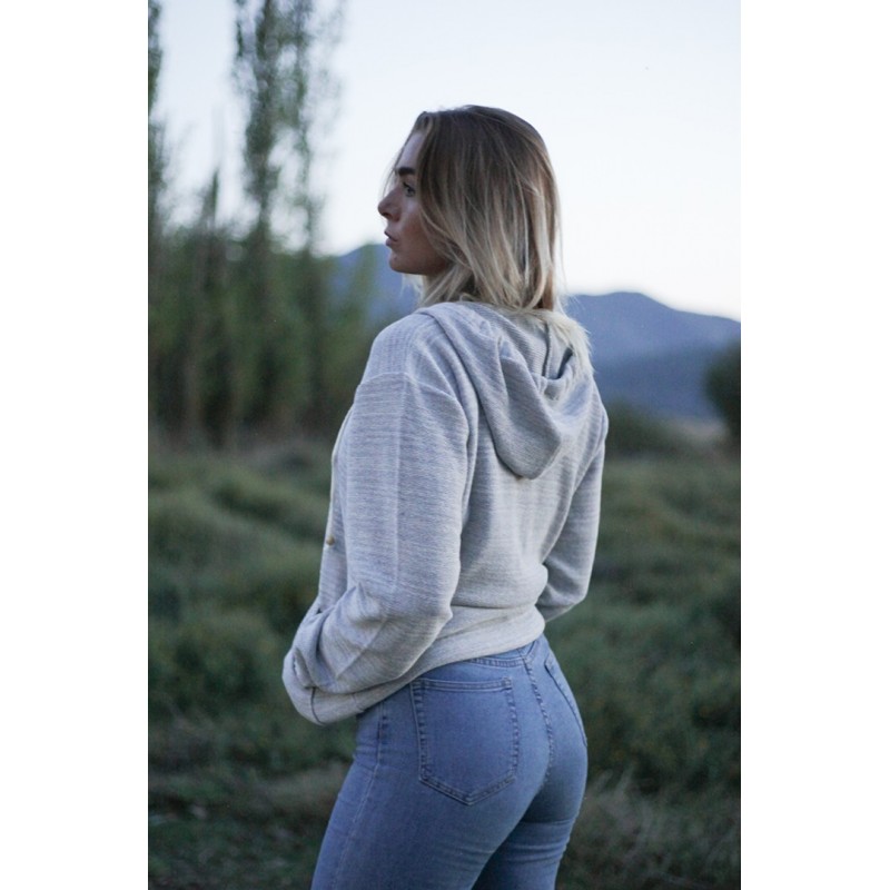 Ζακέτα κουρελού με κουκούλα και τσέπες Ζακέτα κουρελού με κουκούλα και τσέπες