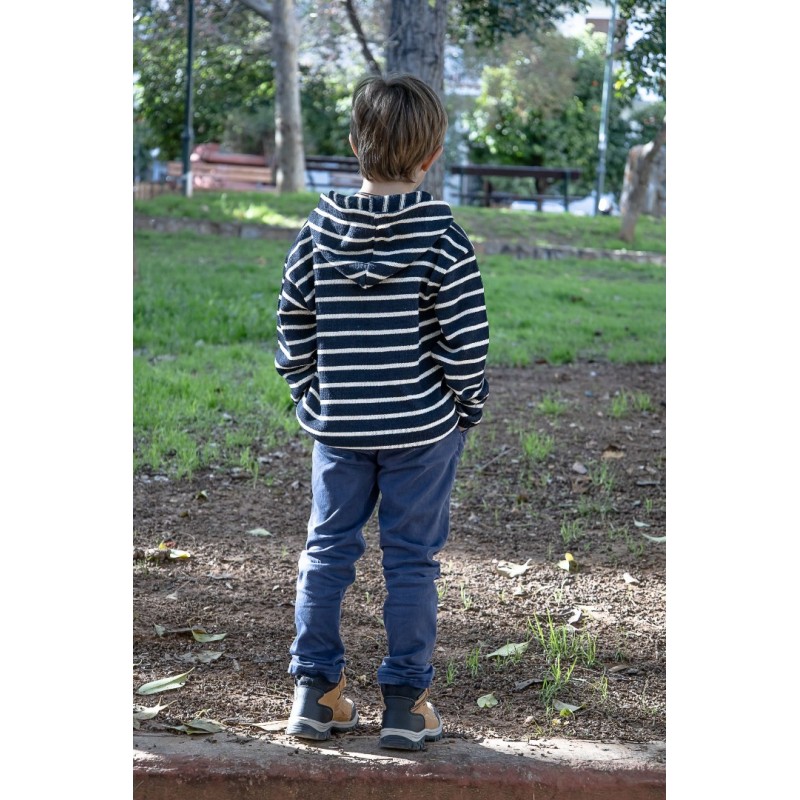 Μπλούζα παιδική ριγέ με κουκούλα Μπλούζα παιδική ριγέ με κουκούλα