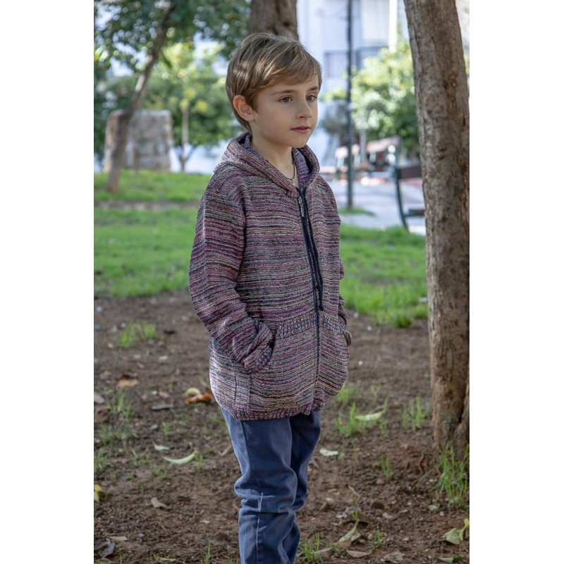 Ζακέτα παιδική κουρελού με κουκούλα και τσέπες Ζακέτα παιδική κουρελού με κουκούλα και τσέπες