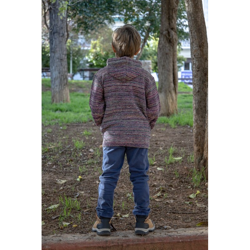 Ζακέτα παιδική κουρελού με κουκούλα και τσέπες Ζακέτα παιδική κουρελού με κουκούλα και τσέπες