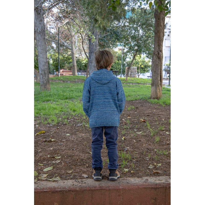 Ζακέτα παιδική κουρελού με κουκούλα και τσέπες Ζακέτα παιδική κουρελού με κουκούλα και τσέπες