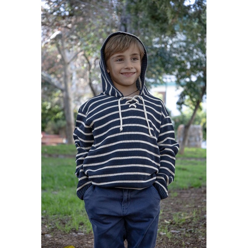 Μπλούζα παιδική ριγέ με κουκούλα Μπλούζα παιδική ριγέ με κουκούλα