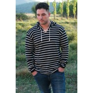 Μπλούζα ριγέ με κουκούλα και τσέπες