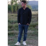 Μπλούζα μονόχρωμη με κουκούλα και τσέπες