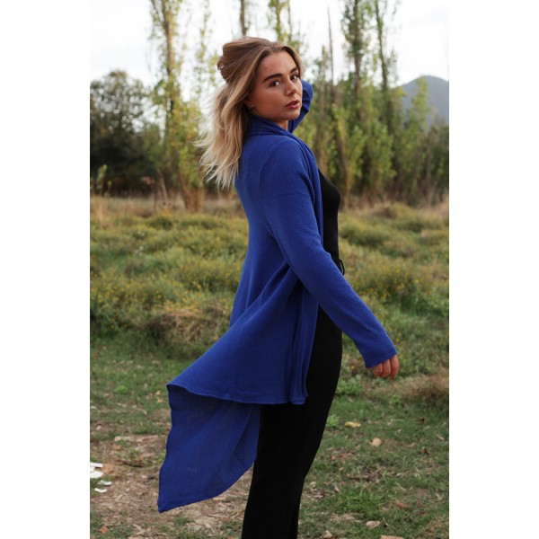 Ζακέτα με μύτες και μεγάλο γιακά-κουκούλα